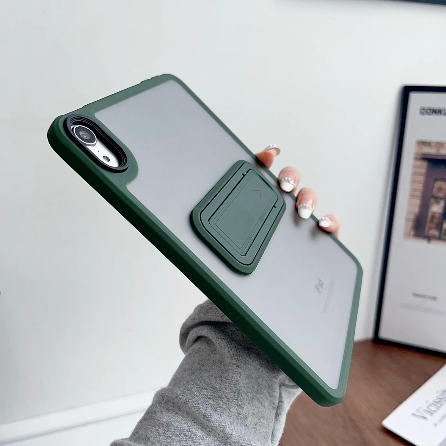 Matowe, półprzezroczyste etui z podstawką do iPada Pro 2024 11 etui Air 4 5 6 7 8 9. 10. generacji 10.2 10.9 11 cali Mini Kickstand Cover — zdjęcie 4