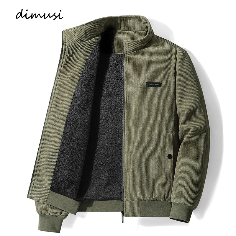 DIMUSI Winter Men\'s Corduroy Jackets Casual Male Outwear Thick Velvet Windbreaker Jackets Mens Fleece Warm Jacket Brand Clothing