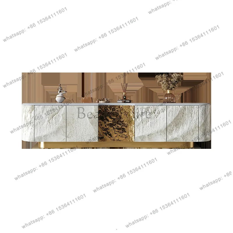 

French light luxury solid wood TV cabinet living room home marble floor cabinet modern design sense