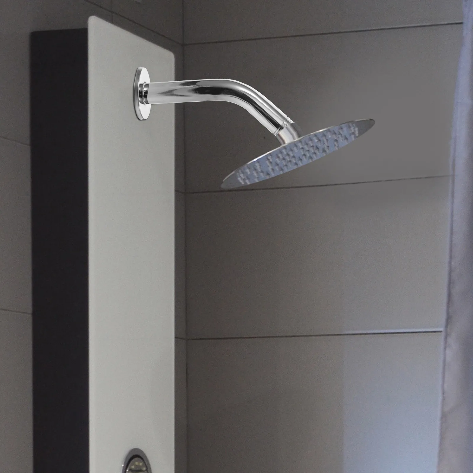Shower Head Extension Arm Stainless Steel Bathroom Pipe Curved Extender Height Adjustable Shower Arm