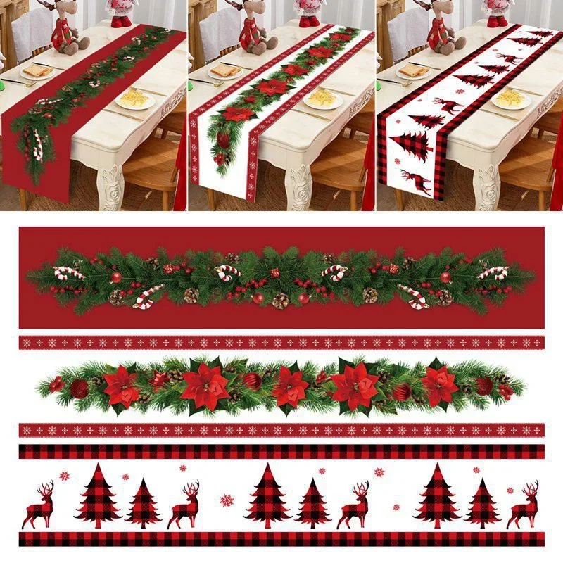 Christmas Table Flag Polyester Print Tablecloth Table Towel Factory Direct Sales Christmas Decoration Home Decor