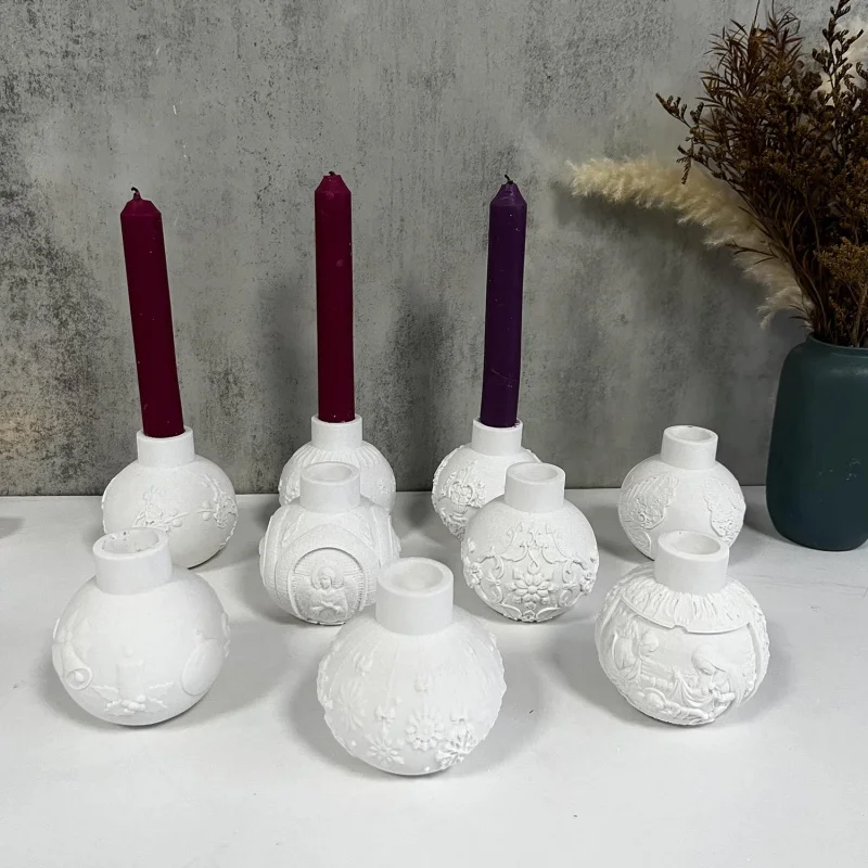 A Variety of Christmas Lantern Candlestick Silicone Mold Long Butterfly Elk Angel Aromatherapy Candle Plaster Epoxy Mold