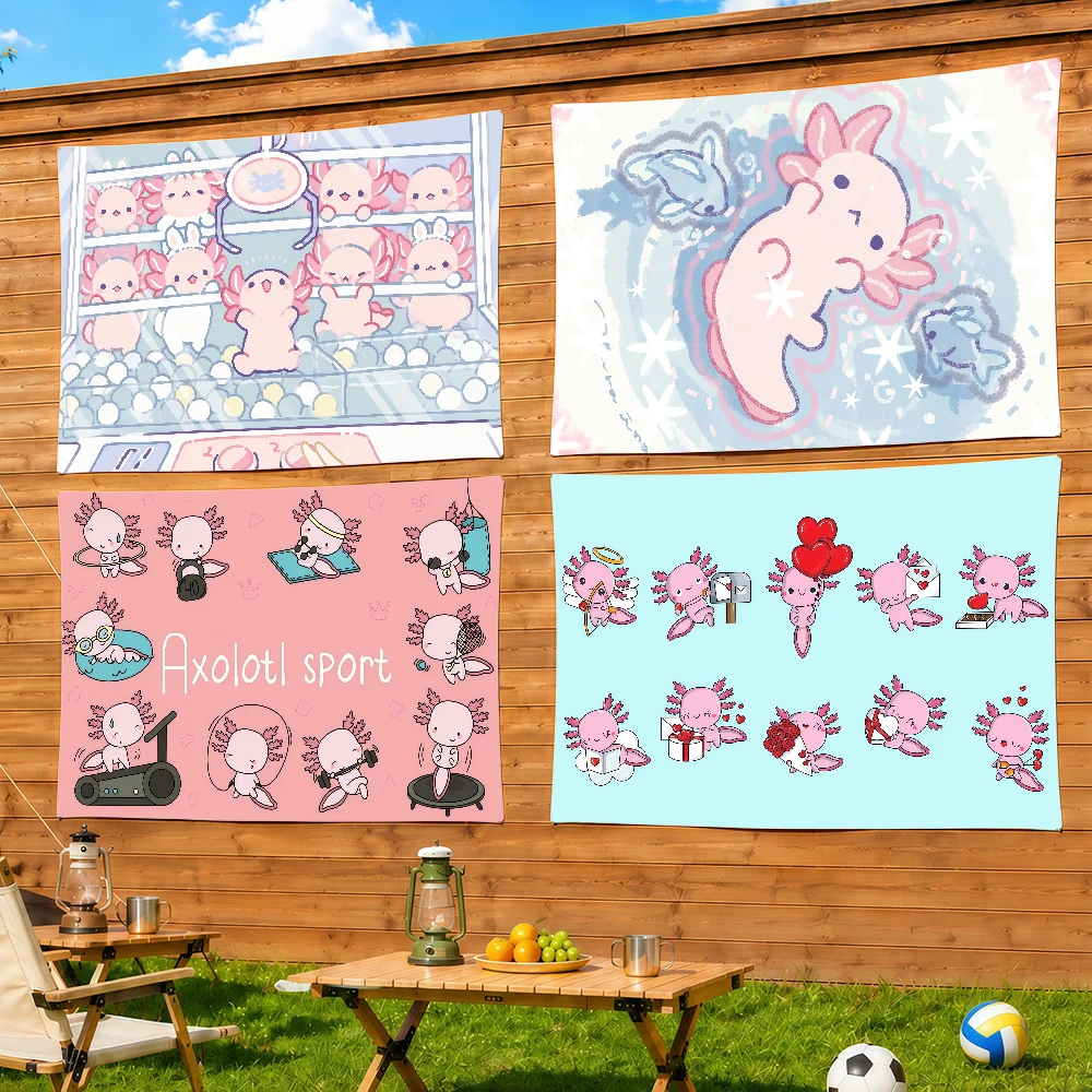 Pink Axolotl Cute Flag Decorative Home Yard & Garden Decor Banner - Indoor Outdoor Wall Hanging Flag