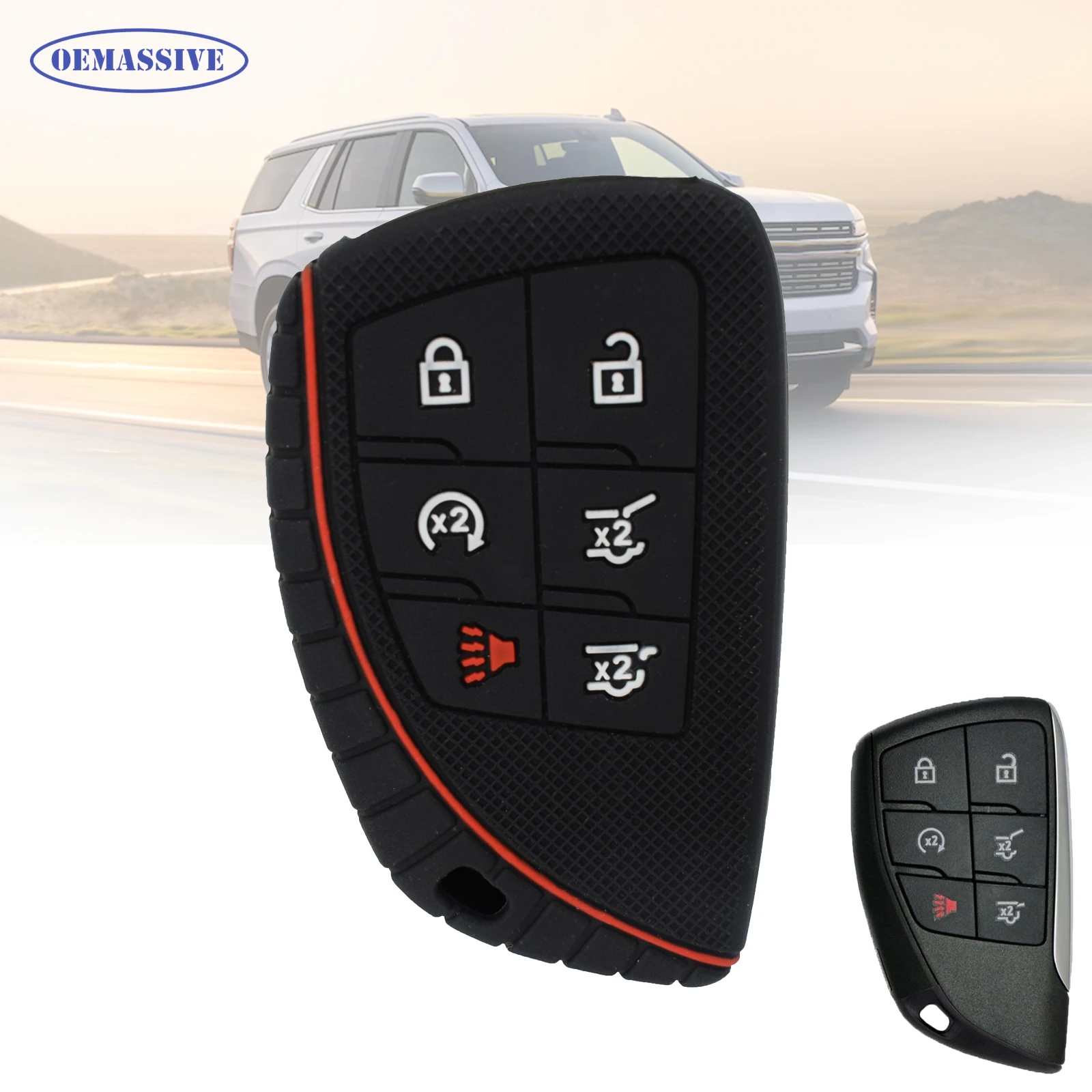 

Для GMC Yukon для Chevy Suburban Tahoe 6-клавишный резиновый чехол-брелок 2021-2025, силиконовый чехол, защитный чехол с пультом дистанционного управления, черный