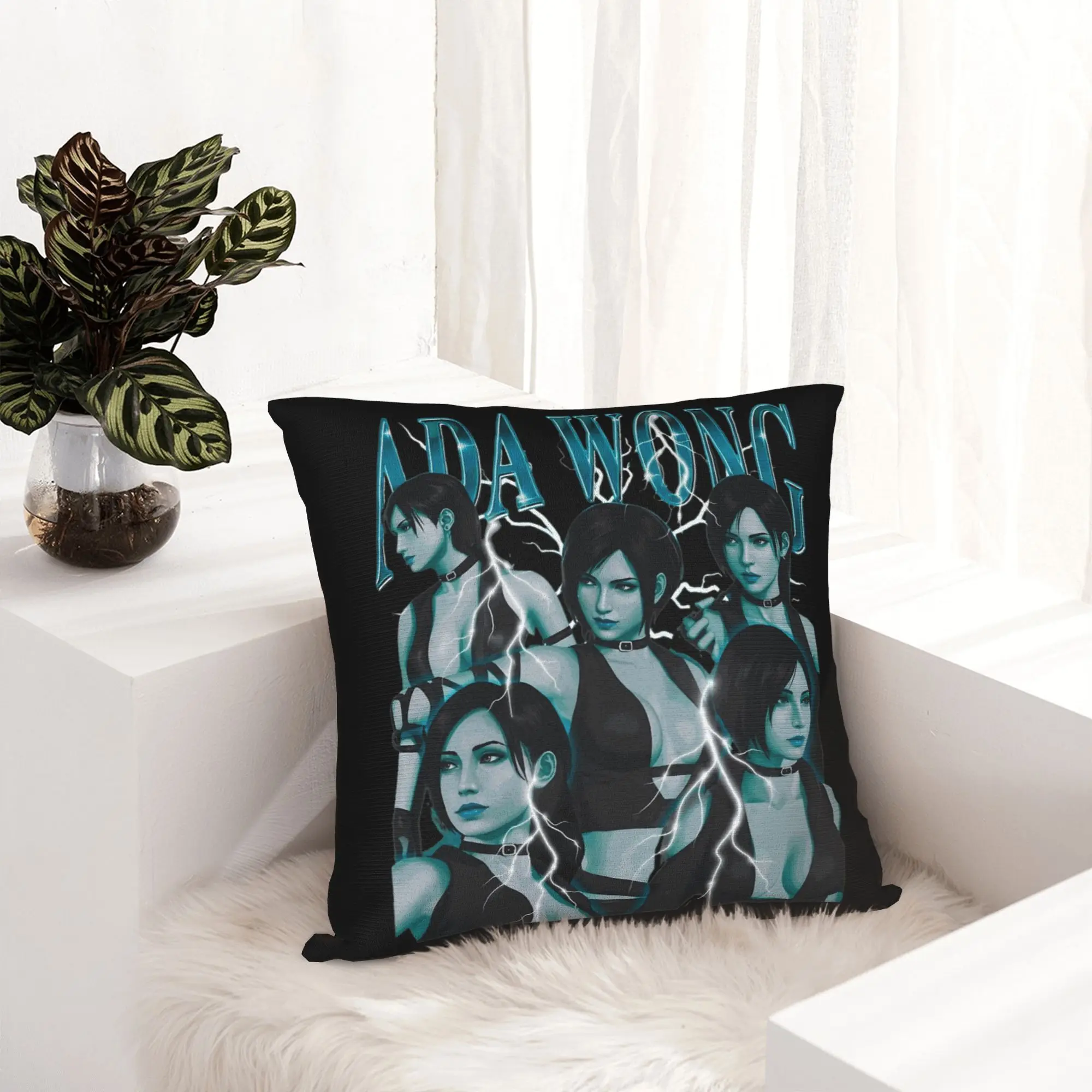 Ada Wong Residents Evils Vintage Lightning Pillowcase Printed Cushion Cover Decorations  Pillow Case Cover Living Room Zipper