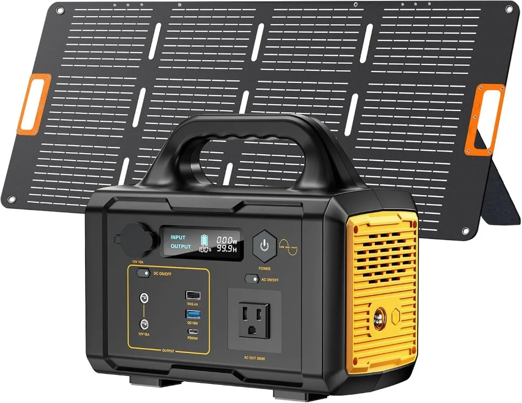 

Solar Generator 293Wh Portable Power Station with Solar Panel Included Solar Powered Generator Lithium Battery with 120V Outlet