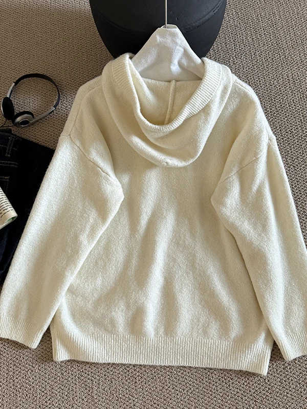 بسيطة اللون مقنعين تريكو عارضة تنوعا محبوك أعلى للنساء الخريف جديد Sle Dstring الصوف الصيني B... #5