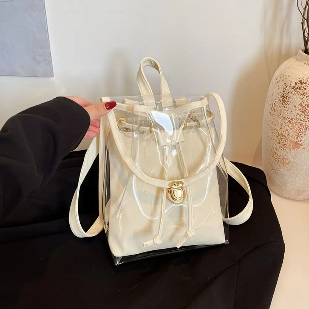 

Trip PVC Laptop Rucksack Large Capacity Transparent School Backpack Sweet Waterproof Camping Bag Hiking
