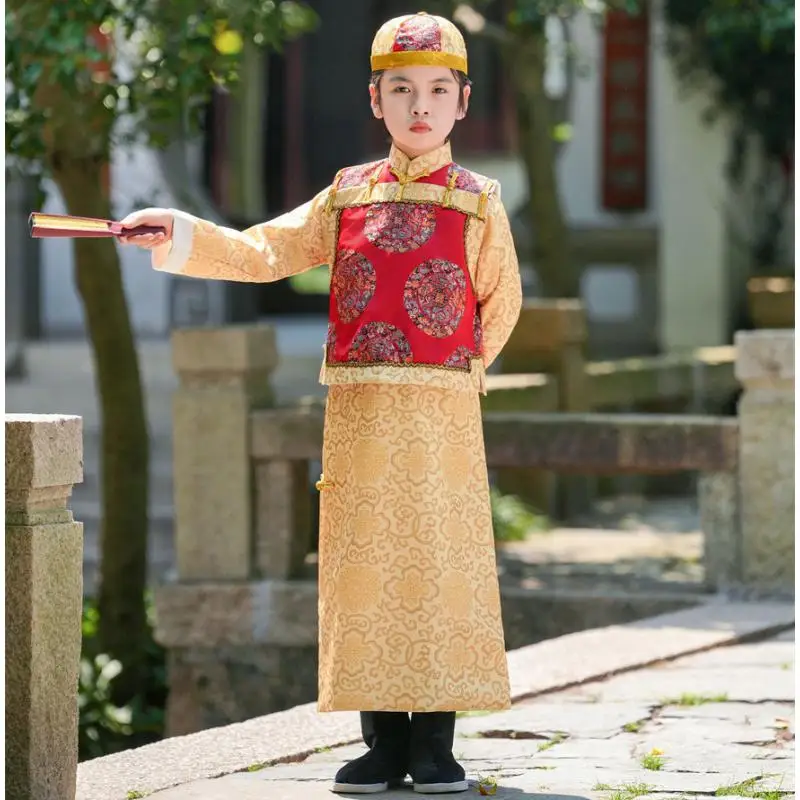 Boys 2024 New Tang Suit Hanfu Young Master's Costume Kids Handsome Swordsman High-end Ancient Prince Performance Outfits Cosplay