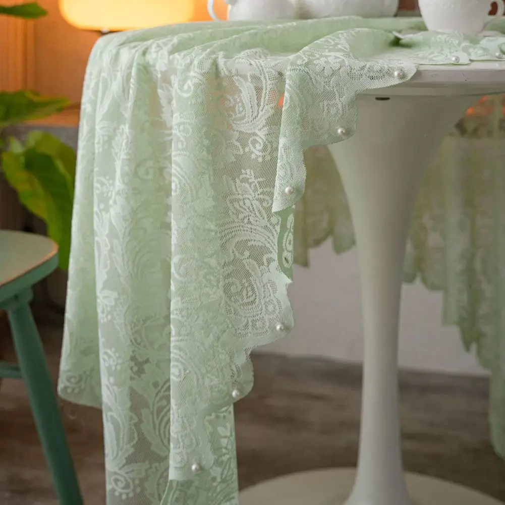 French Lace Tablecloth Light Green Beaded Yarn Tablecloth Photography Background Prop Cloth Home Decoration Tablecloth  Cloth