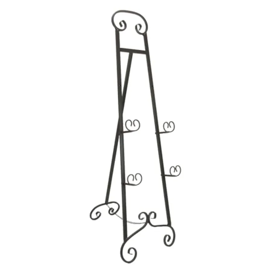 

Large Bronze Finish Scroll Top Wrought Iron Art Easel - 50 Inches High - For Paintings, Artwork, Signs, Decorative Pieces - Adj