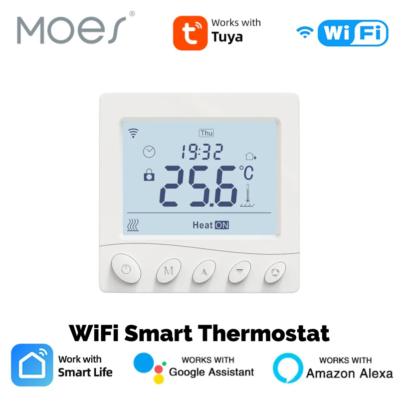 

MOES Tuya умный Wi-Fi термостат регулятор температуры водяной/электрический подогрев пола газовый котел управление приложением для Alexa Google Home
