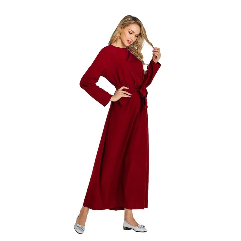 2025 Nuovo Eid Femme Abiti Donna Abaya Dubai Turchia Tinta unita Ropa Mujer Envio Gratis Abbigliamento musulmano Robe Musulman Vetement