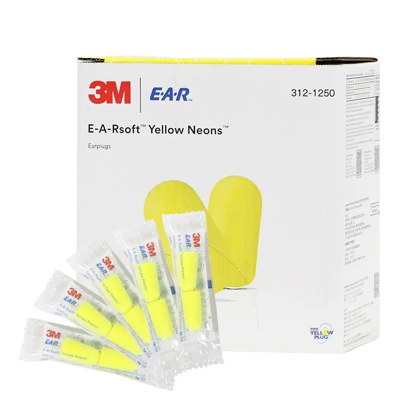50 pairs】3M Noise Reduction Earplugs 312-1250 Soundproof Earplugs Sleep Study Factory Noise Protection Earplugs Hearing Protecti