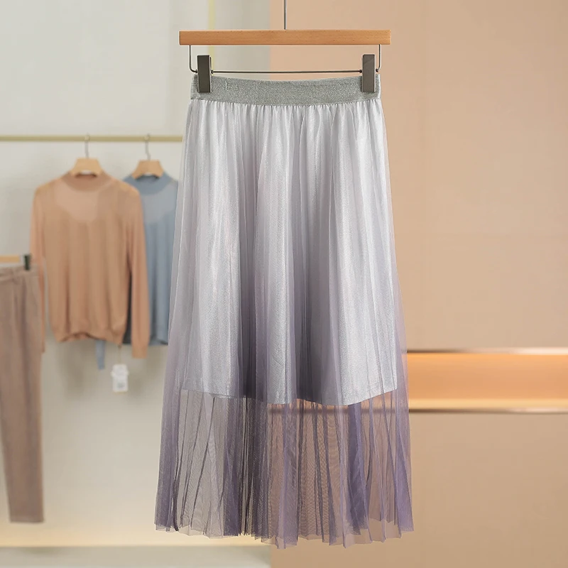 

Юбка XKing Dreamy с градиентными пайетками, миди, из полиэфирного волокна, женская, весенняя новинка, для 18-24 лет, свободный крой