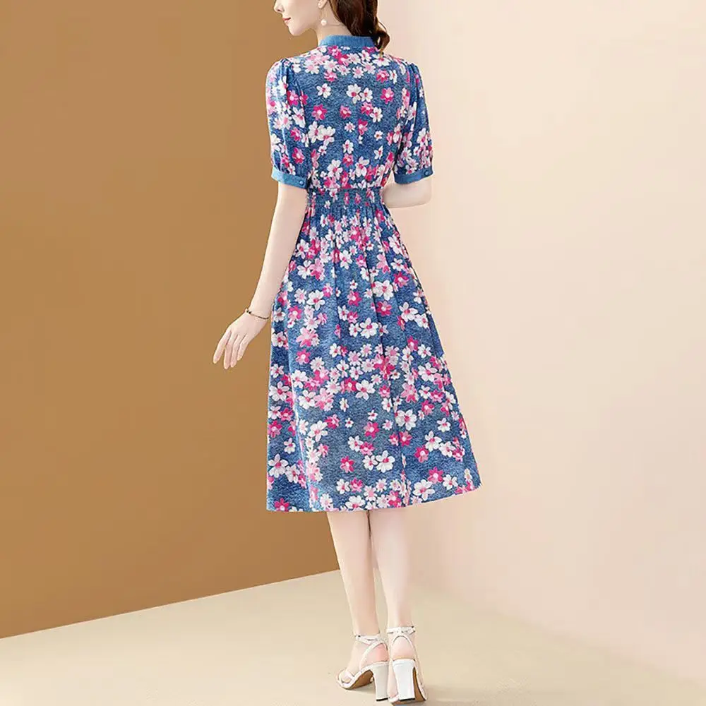 Robe en mousseline de soie imprimée pour femmes, nouvelle collection été 2025