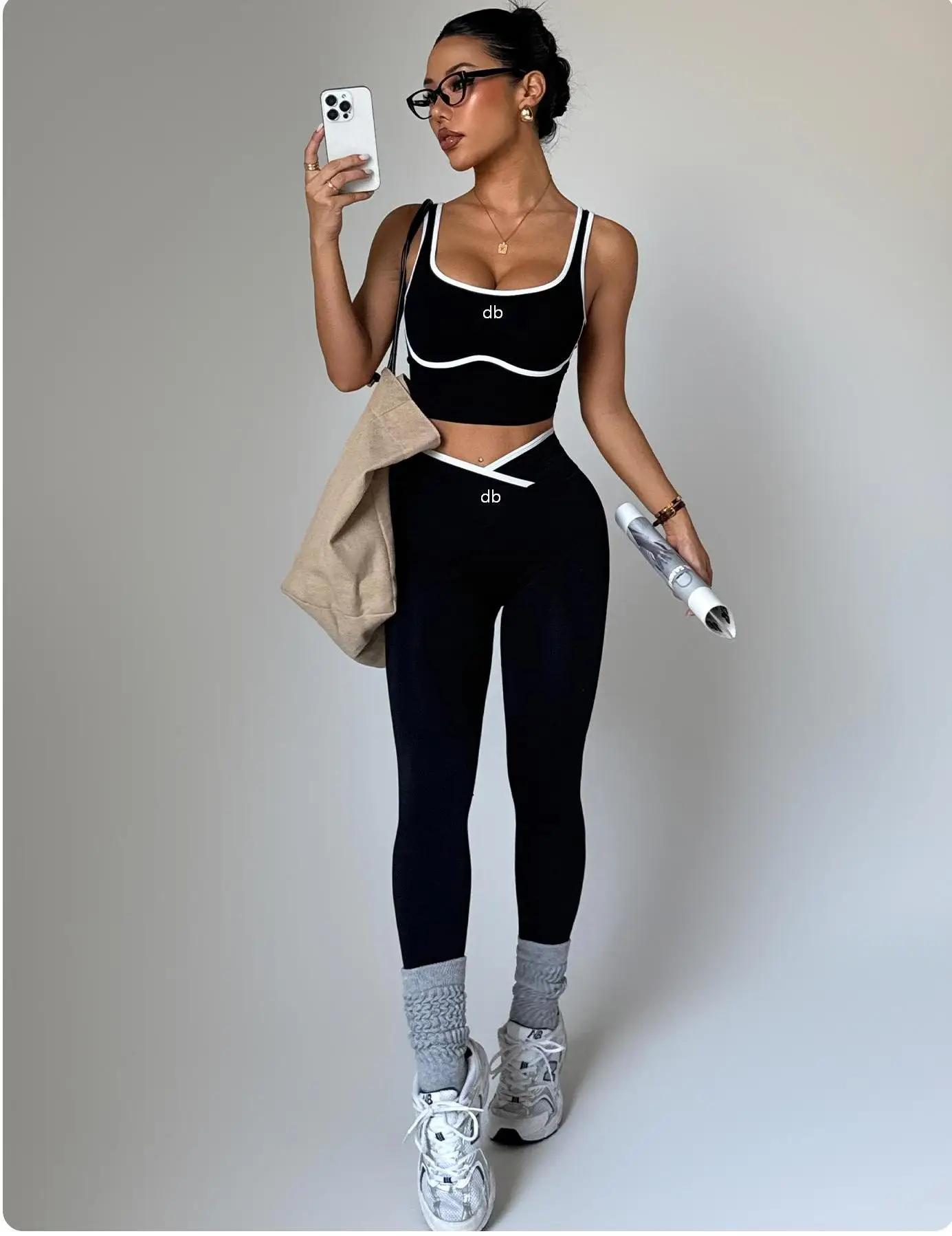 2026 new women's sports bra, fitness yoga pants set, high waist and hip lifting yoga pants, sports quick drying vest top