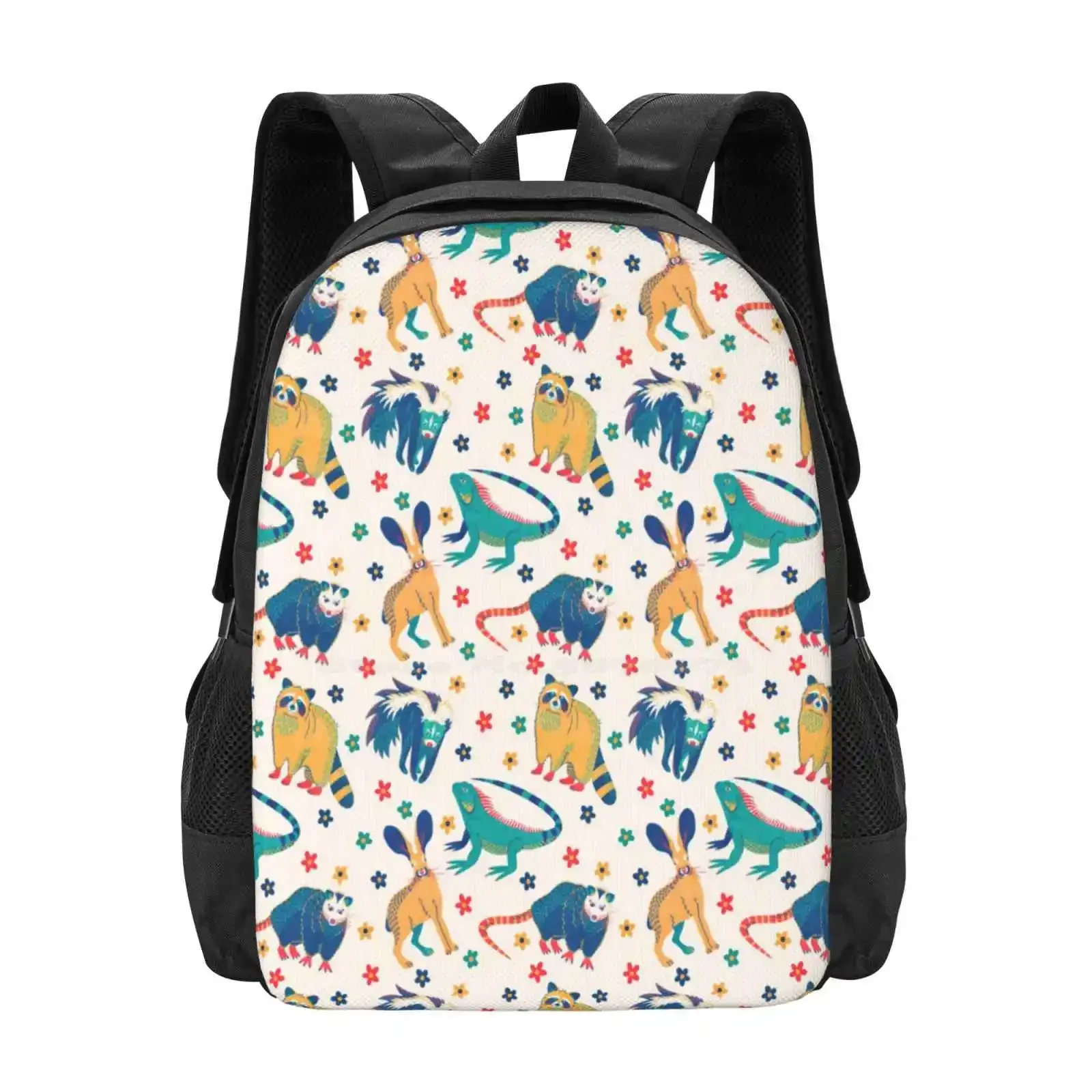

Wild Critters Pattern Hot Sale Schoolbag Backpack Fashion Bags Opossum Blue Raccoon Roadkill Trash Panda Ugly Gross Animals