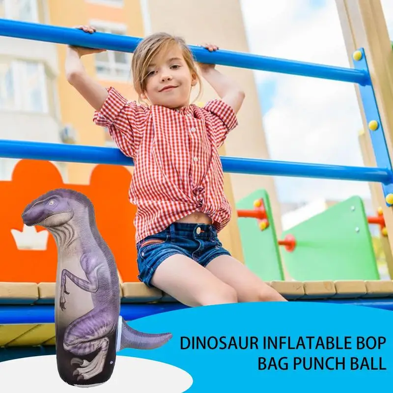 Sac de boxe dinosaure pour enfants, jouet gonflable d'exercice de boxe 37 pouces, jouet de boxe pour tout-petits avec mouvement arrière à rebond instantané pour