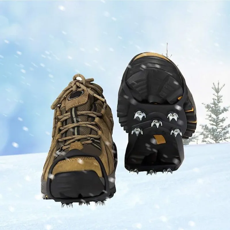 8 Teeth Ice Gripper For Shoes Snow Crampons Anti-slip Ice Gripper Hiking Cleats Spikes Traction Ice Floes 8 Stud Shoes Grip