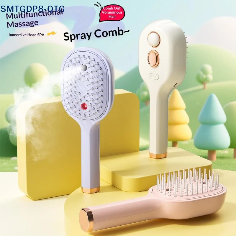 *Electric Steam Brush with Water Spray Wet Electrics Hairbrush USB-C Charging for Detangling Smoothing Styling & Frizz Control