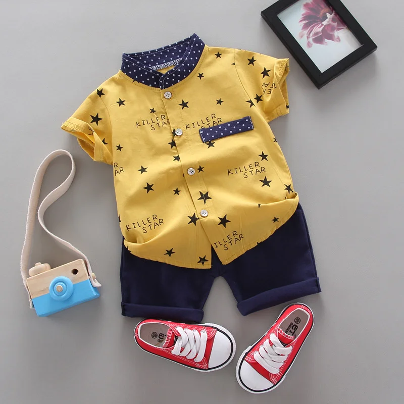 New Summer Baby Clothes Suit Children Boys Casual Shirt Shorts 2Pcs/Sets Infant Outfits Toddler Fashion Costume Kids Tracksuits