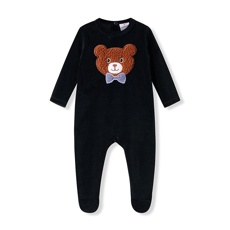 

Brother and sister matching pyjamas sherpa bear pajamas set baby boy and girl's footie romper girl nightgown black velour winter