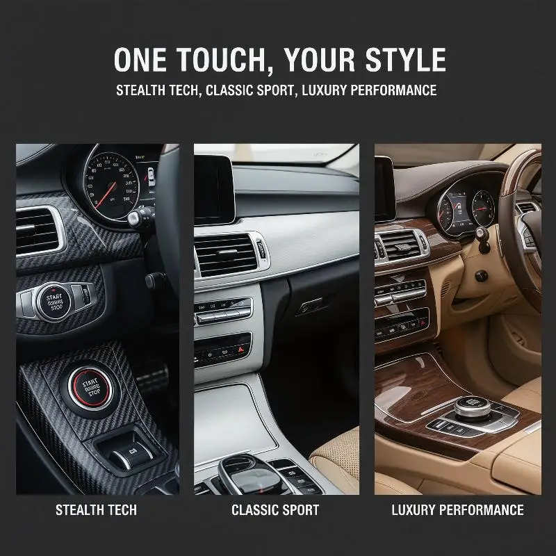 Sporty Red Car Engine Start Stop Button Trim Decorative Ignition Switch Cover