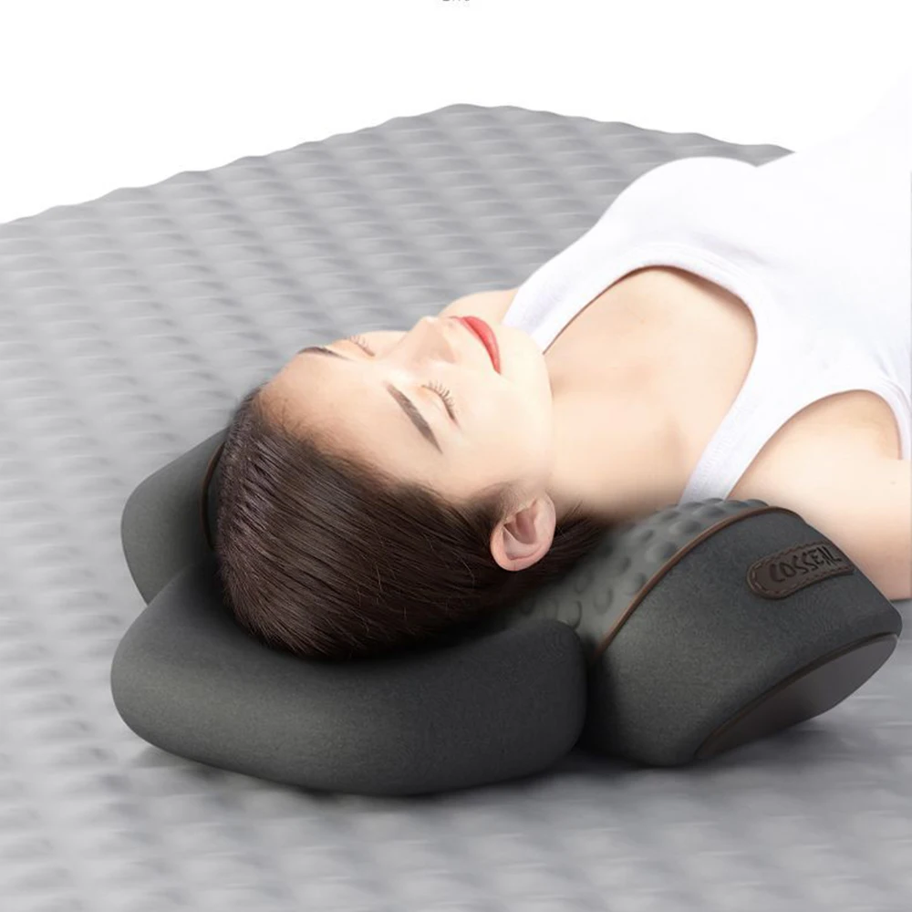 Electric Neck Massager Cervical Pillow Hot Compress Vibration Massage Neck Traction Relax Pillow Spine Support Massager Pillow