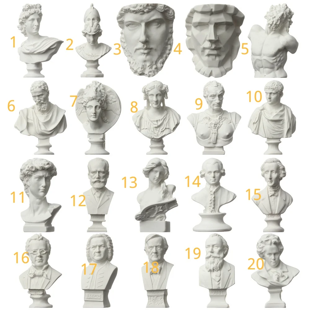 1pc Bust Portraits Mini Figurine Greek Mythology Plaster Statue   Desktop Ornament Celebrities Home Decor  Gypsum   Sculpture