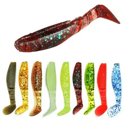 15pcs Fishing Bait 5.5CM 2G T-tail Soft Bait Luya Fake Bait Soft Worm Soft Bait Single Tail Worm Fishing Lures Lure Carp Fishing