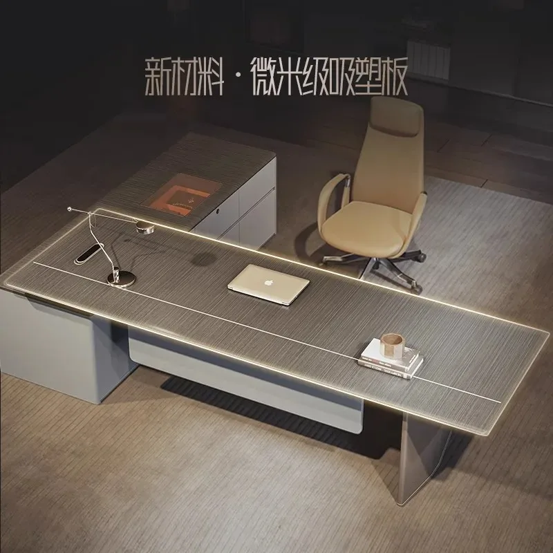 Large office desk, simple and modern, manager's office atmosphere, CEO's office desk and chair combination