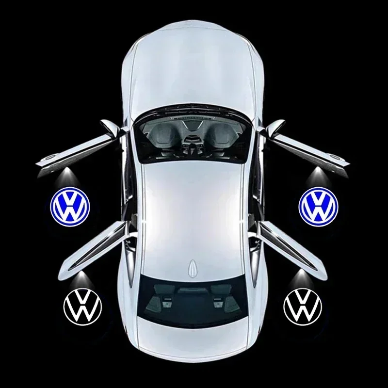 2Pcs Volkswagen Emblem Projector Lights Car Door Welcome Lamp For VW GTI Polo Golf Passat Tiguan Arteon Touareg Taigo Caddy CC view 3