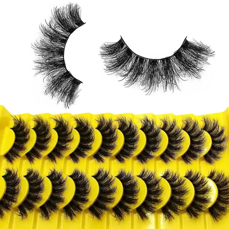 10 paires de cils moelleux russes - Faux cils 3D en désordre pour un look de maquillage épais et complet