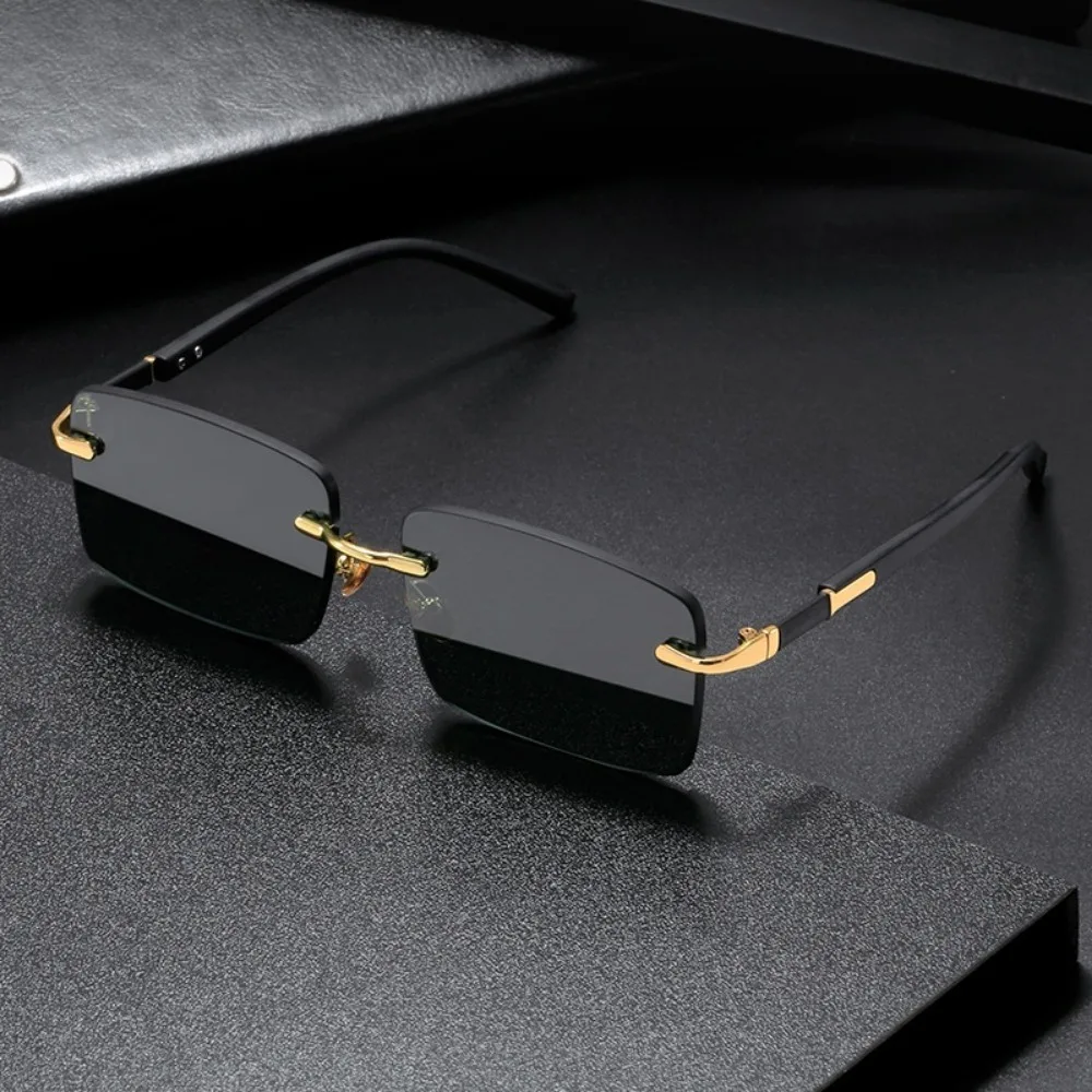Randlose Brillen mit quadratischem Rahmen, hochauflösende Sonnenbrille für Herren und Damen, blaues Licht blockierendes Auge, modische Brillen – Detail 2