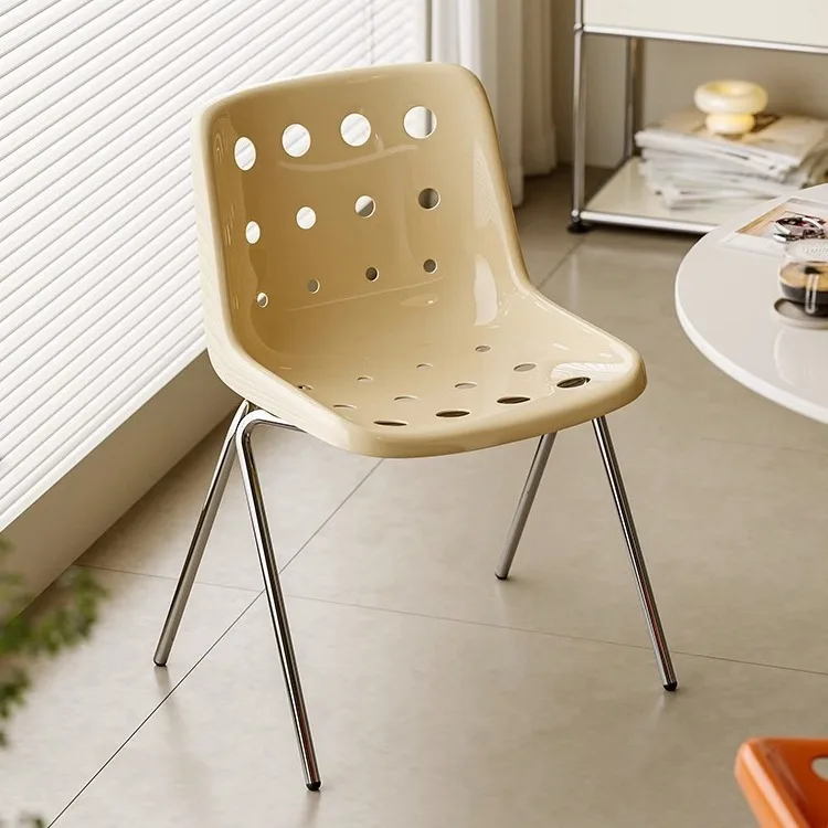 Household Plastic Dining Chair Cheese Chair Simple Medieval Dining Chair Cream Wind Backrest Stool