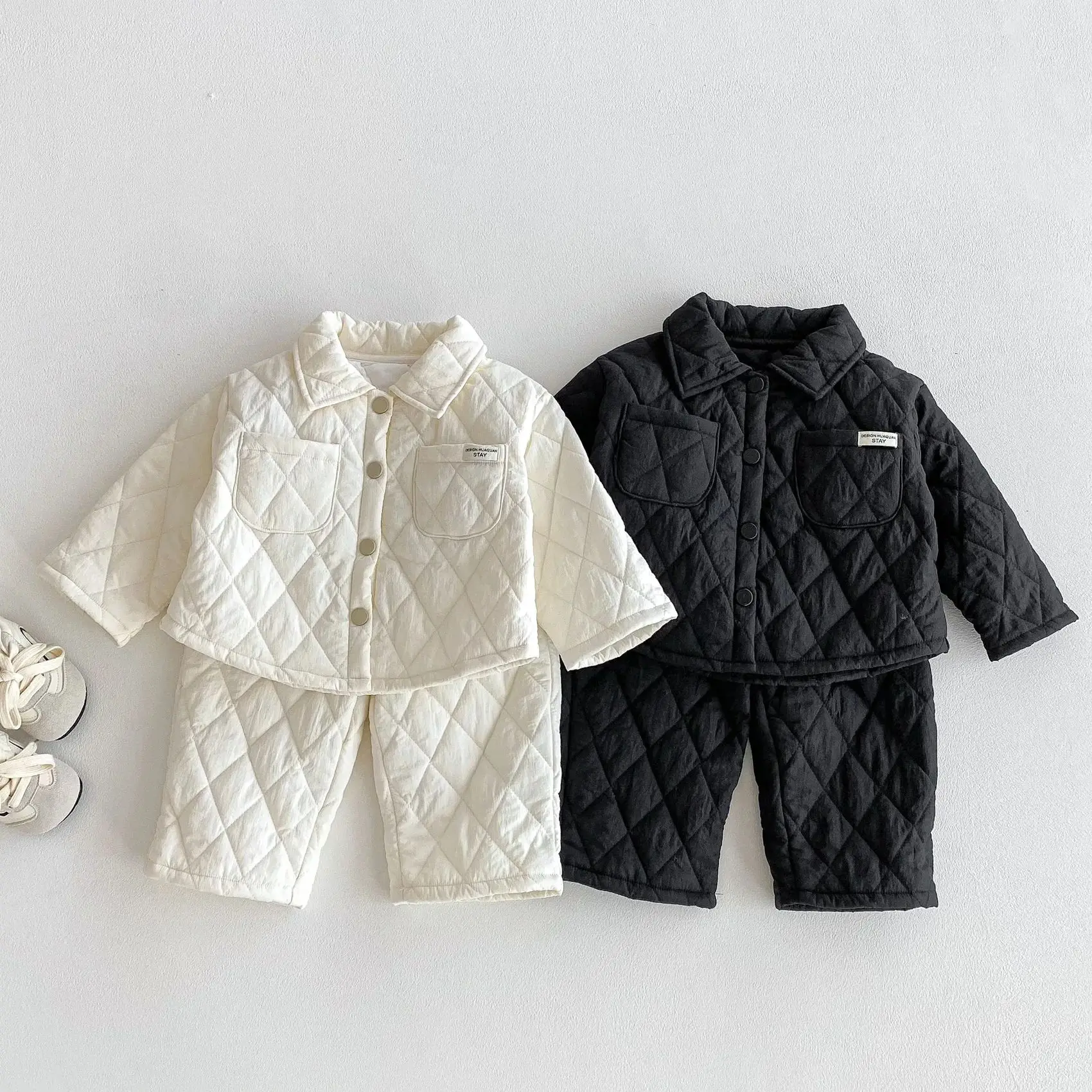 Children's cotton coat set Baby windproof and warm clothing 0-5years old Cotton-padded homewear Korean babysets retro newborn