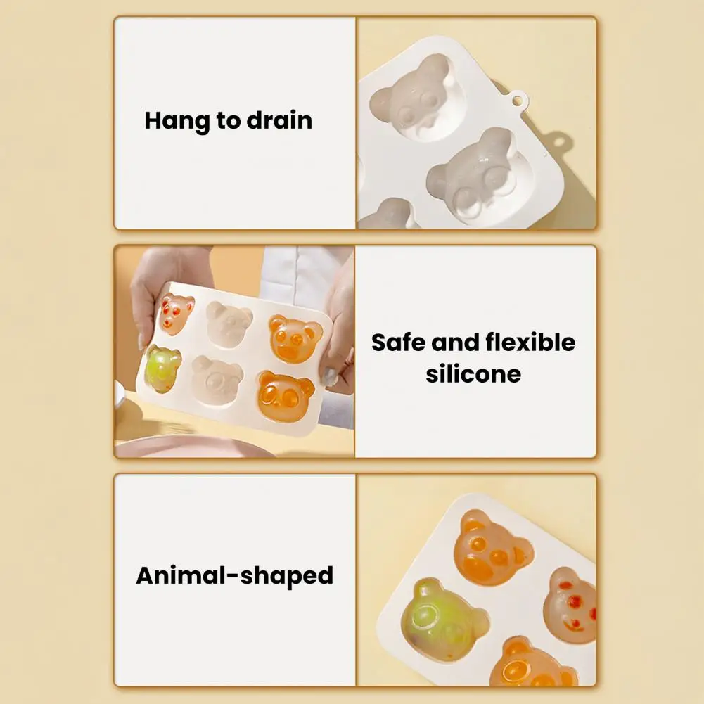 Durable Silicone Baking Tray Baby Mold Set Silicone Bear Rabbit Shape Tray Flexible Food Maker for Desserts Jellies Puddings