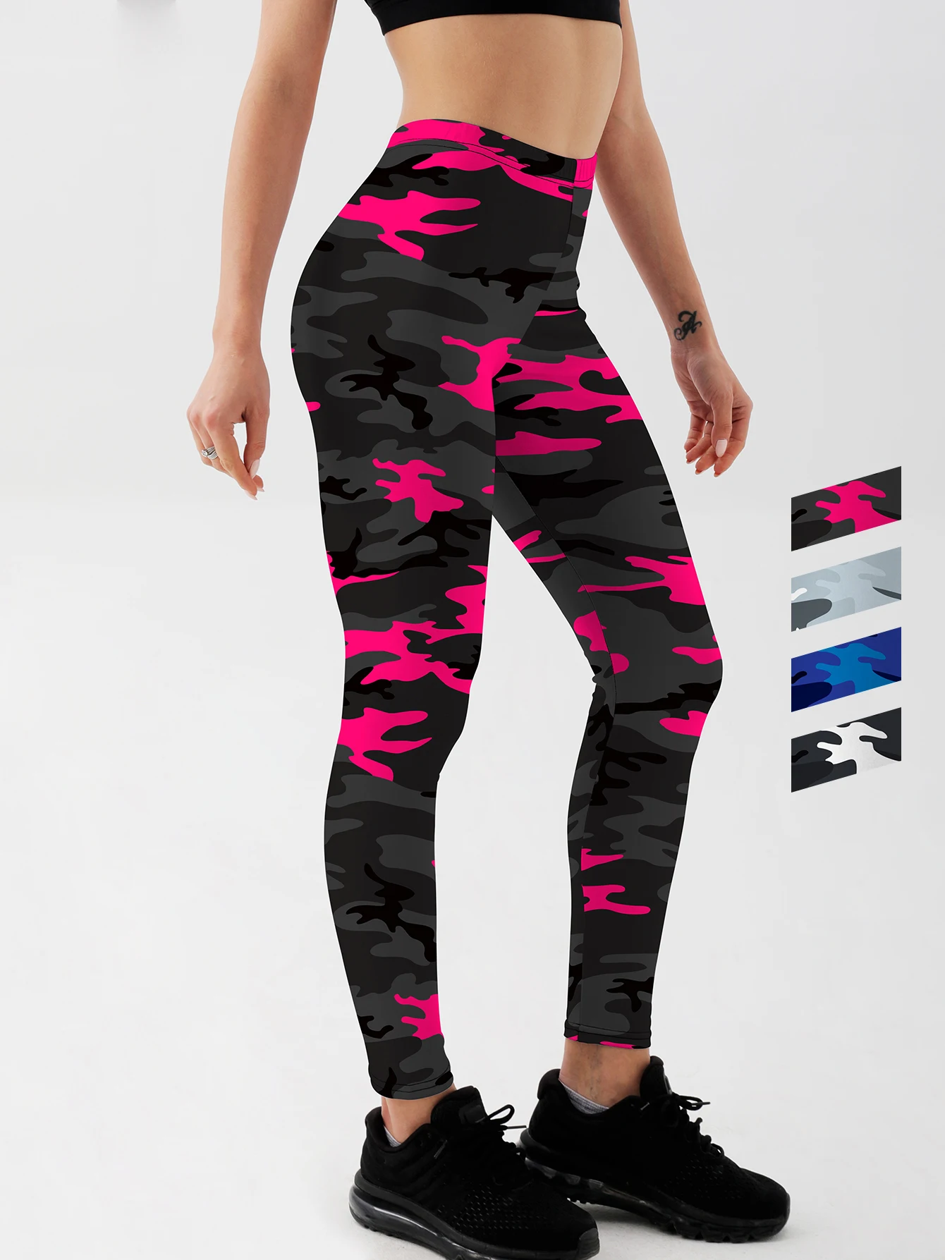 Mallas de camuflaje para mujer, Leggings de cintura alta para gimnasio, Push Up, Color Azul Marino