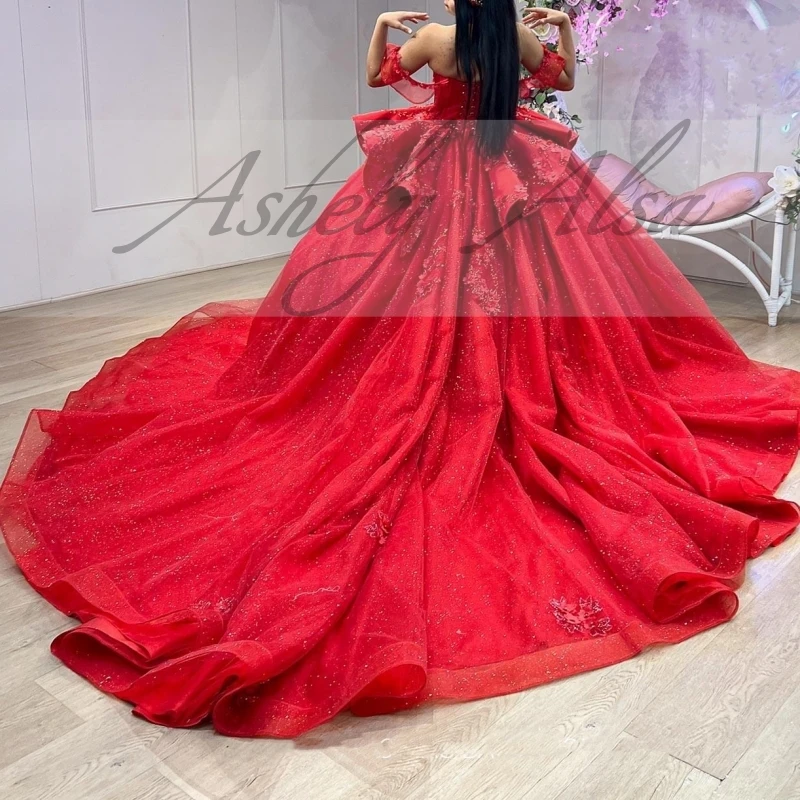 AA165 Cusotmized Red Sweet 15 16 Year Girl Quinceanera Dress Beads Sweep Train Prom Occasion Wear Party vestidos de festa Formal