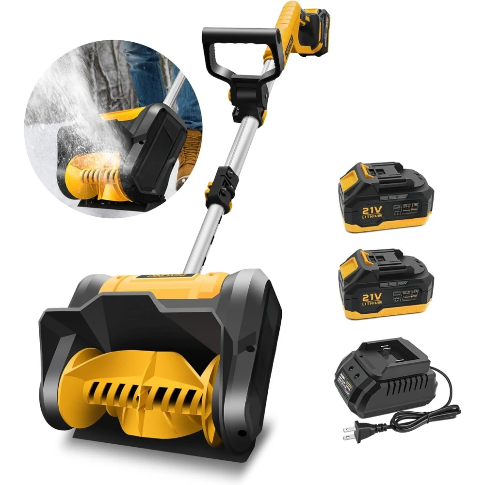 

Cordless Snow Shovel,21 Volt 13 Inch 4-Ah Snow Thrower,Snow Blower with Adjustable Front Handle&Telescopic Pole and 2 Batteries