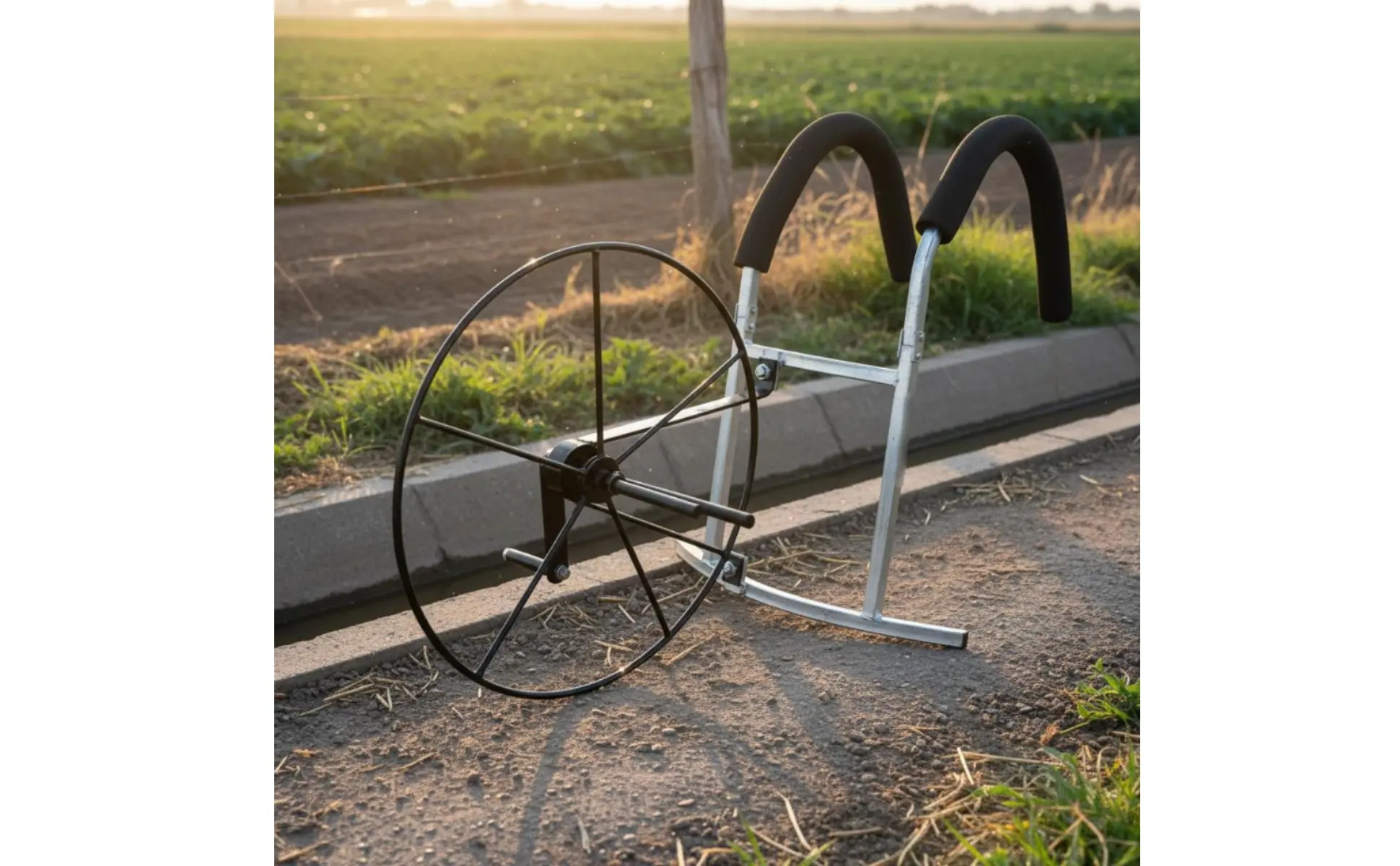 Shoulder-Carried Hose Reel Portable Hand-Crank Hose Winder Manual Irrigation Pipe Spool Sturdy Steel Construction Farming Tool