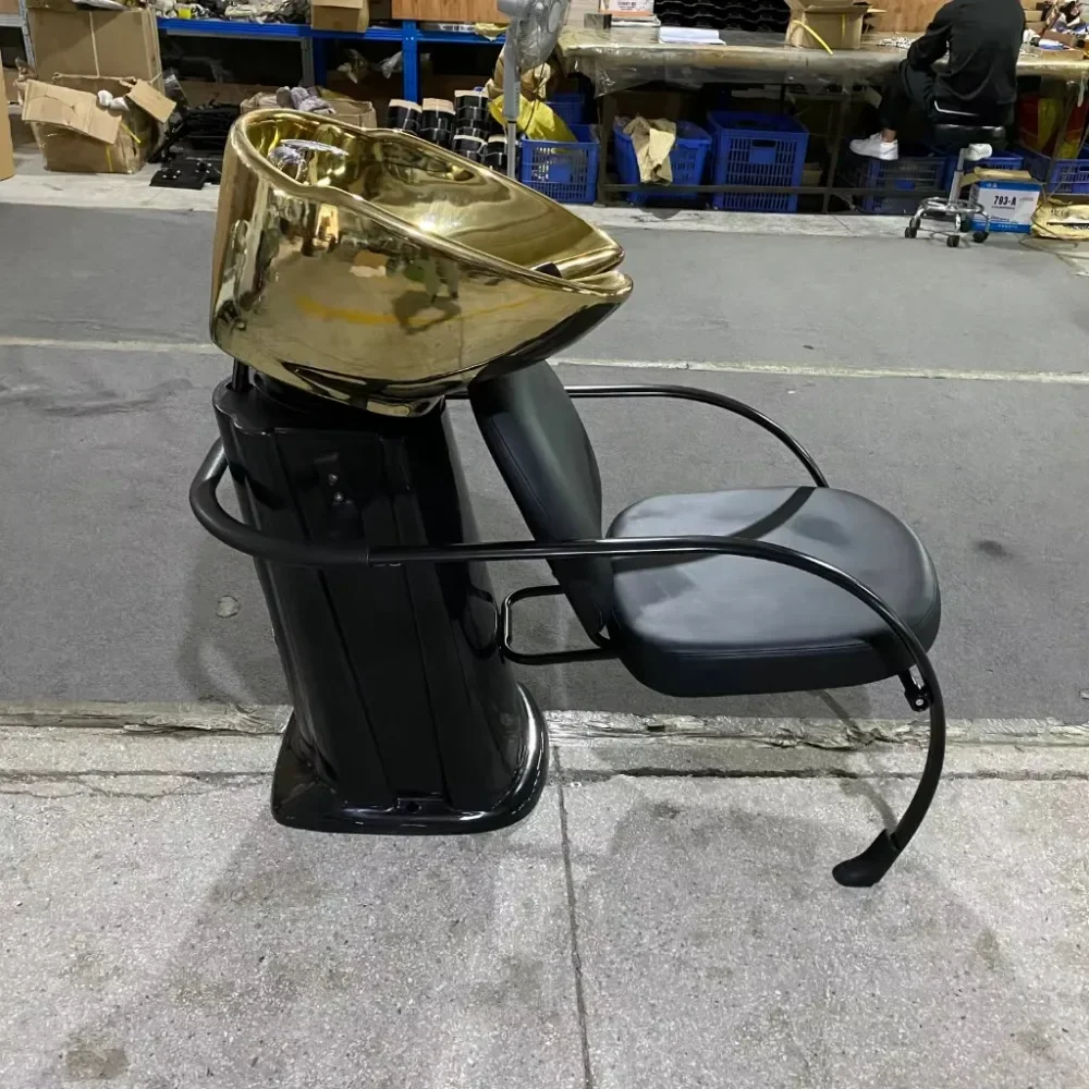 Barber Shop Beauty Salon Golden Shampoo Chair Haircut Equipment