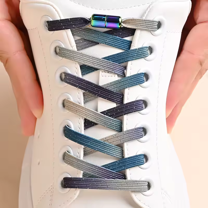 1Pair No Tie Shoe Laces Colorful Buckle Shoelaces Pearl Light Colorful Fashion Without Ties Elastic Laces Sneaker Kids Adult - Image 13