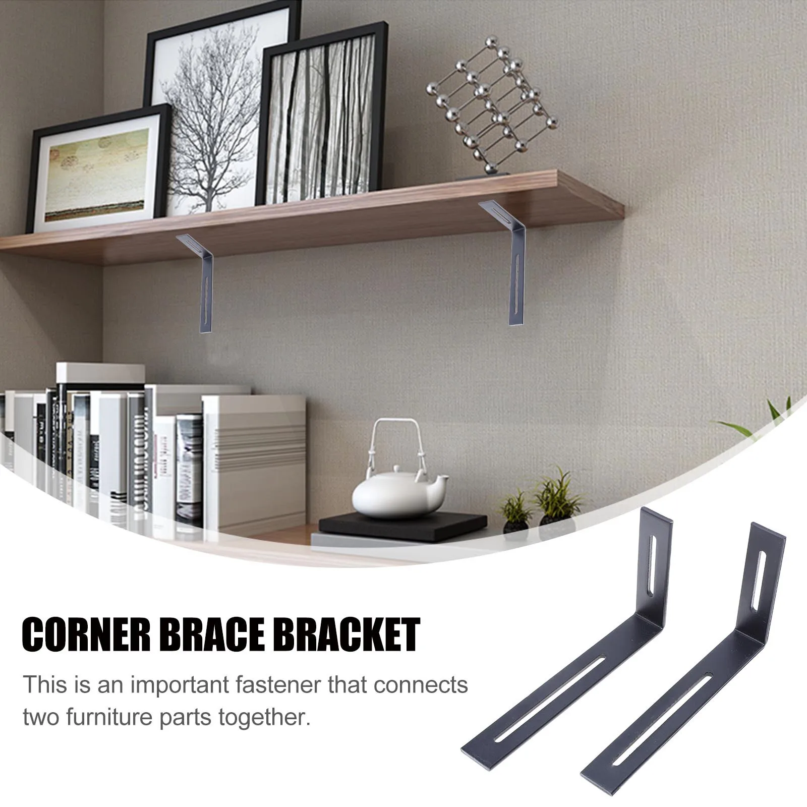 

2Pcs Furniture Corner Brace Fixed Support L-Shape Bracket Strong Durable Corner Fastener for Shelves Cabinets Beds