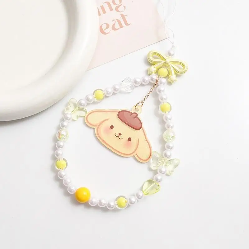 سلسلة الهاتف المحمول حبل معلق الديكور مرحبا كيتي Kuromi مطرز حقيبة قلادة المفاتيح جراب هاتف مكافحة فقدان الحبل