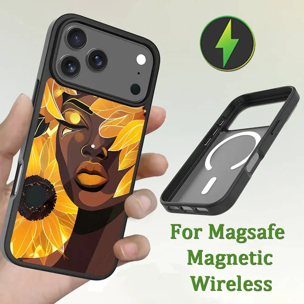 Casing Ponsel Seni Afrika Untuk iPhone 13,12,11,16,15,17,14,Pro,Max,Plus,Mini,Magsafe,Pengisian Daya Nirkabel Magnetik