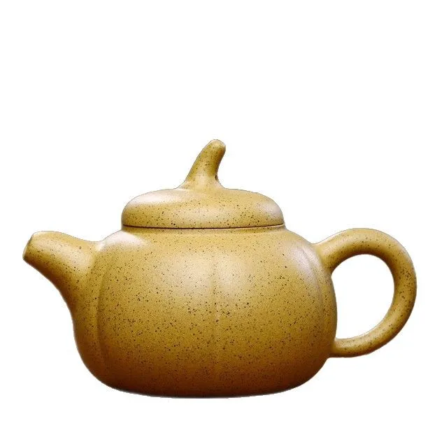 

Porcelain Du Dehua Pumpkin Tea Set Sesame Segment Mud Flower Ware Eggplant Melon Pot Cross-border Gifts Kung Fu Brewing Teapot A