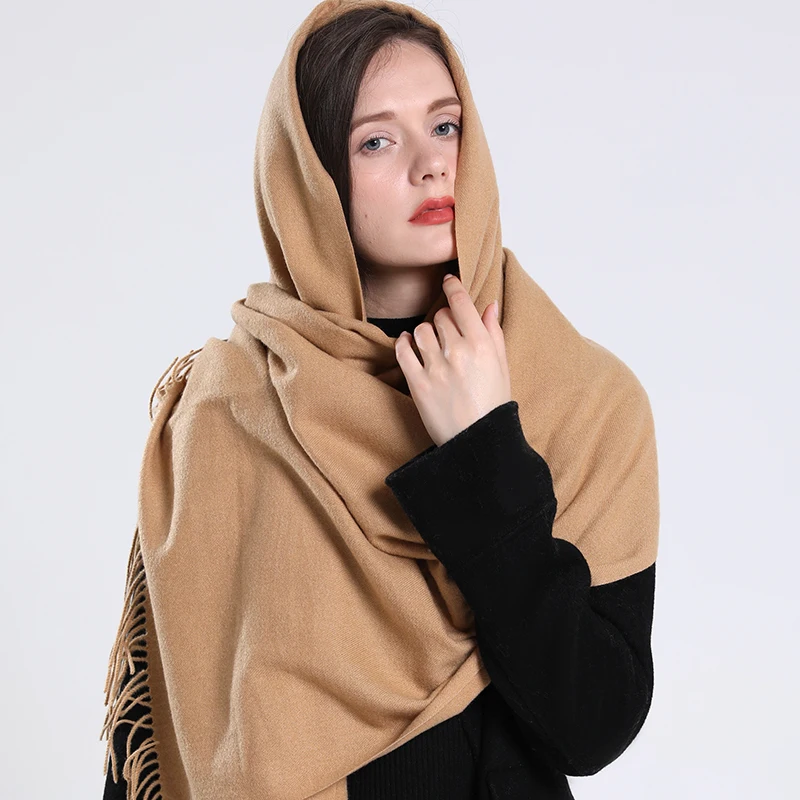 New Winter Solid Scarf Women Warm Cashmere Scarves Ladies Hijab Neck Long Shawl Wraps Foulard Female Head Pashmina Bandana 2022