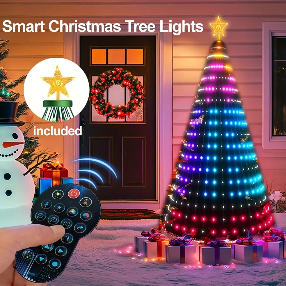 Smart Christmas Tree Light LED Fairy Lights Music Sync DIY Pattern Waterproof for Indoor Outdoor Christmas Tree Decoration